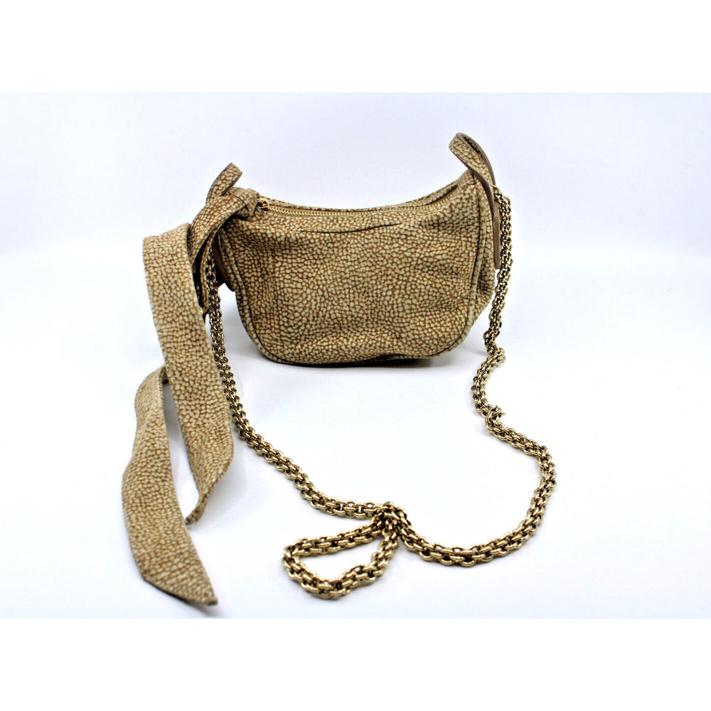 B5 Auth BORBONESE Luna Mini Small Tapir Leather Crossbody Bag